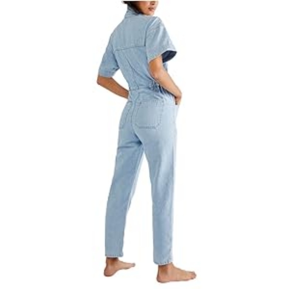 NEW! 🛍 FREE PEOPLE- Free People Marci Jumpsuit Clear Skies SM (Women's 4 - Picture 3 of 4